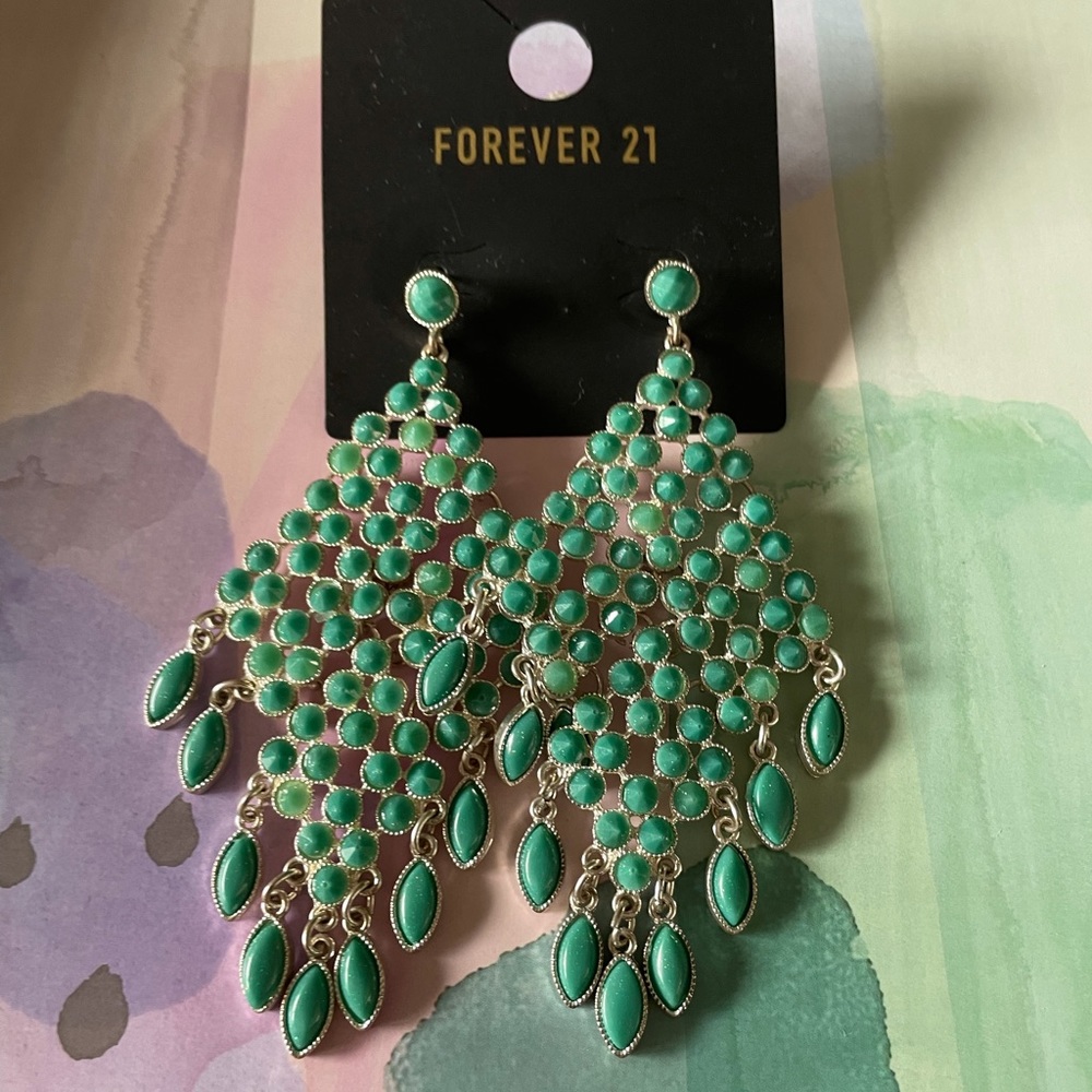 Forever 21 teal wave earrings